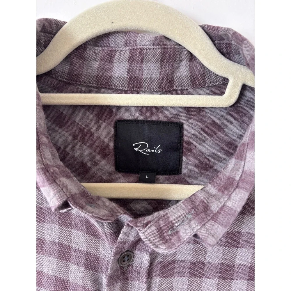 Rails Reid Button Down Shirt Mens Lg Lava Sage Gingham Plaid Flannel RM-146-947B